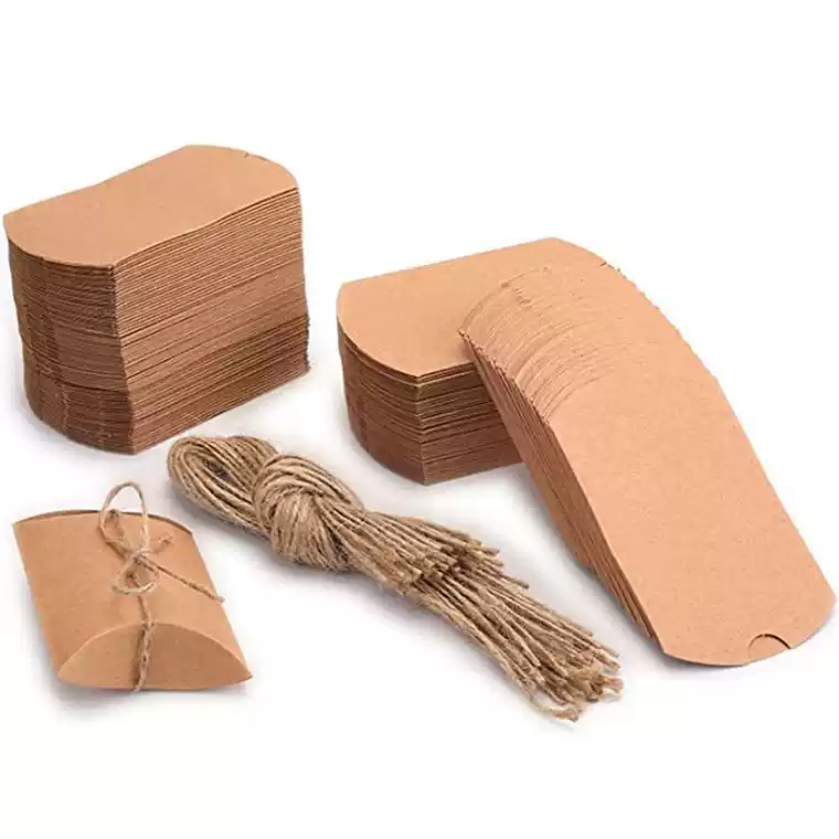 Natural kraft pillow favor boxes with jute string