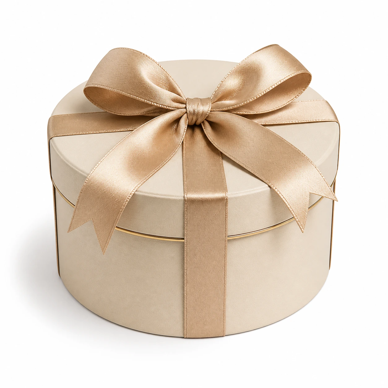 Champagne Gold Round Favor Boxes with Ribbon - 20 Pack