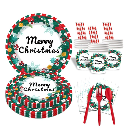 Red and Green Christmas Tableware Set