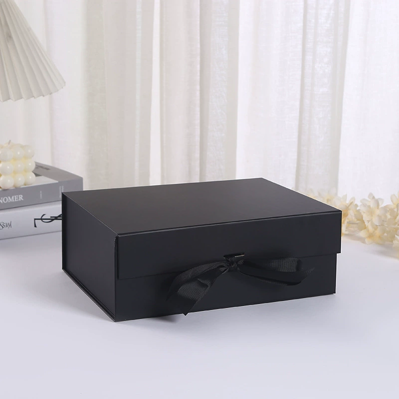 Blank black fold-flat magnetic gift box